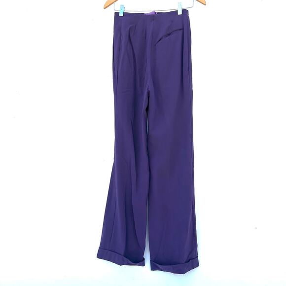 Vintage Richard Tyler Couture High Waisted Retro Pleated Purple Trousers 6 - Picture 7 of 13